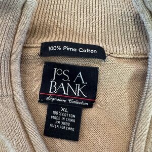 Jos. A. Bank Men's Tan V-Neck Sweater - 100% Pima Cotton